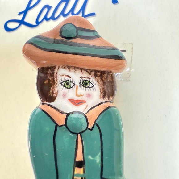 Ganz Susan Paley Lady Pin Tammy  Hand Painted Ceramic Figurine Brooch Green - Picture 3 of 11
